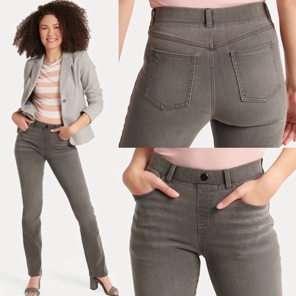Lot of 3 Betabrand Straight-Leg Jeans in Navy, Black, Gray - Picture 7 of 8